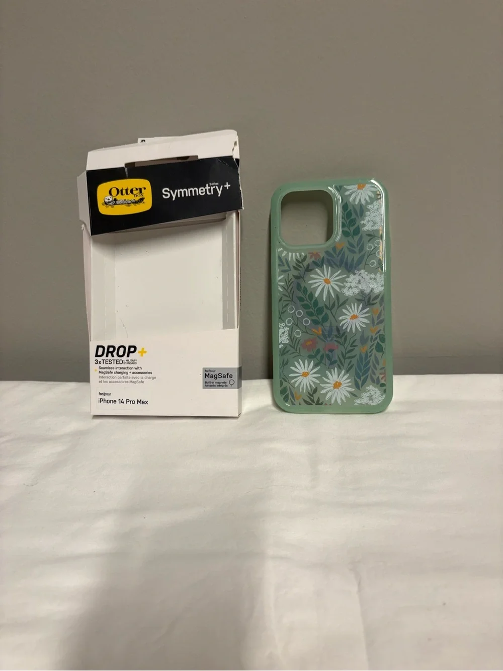 OtterBox Symmetry+ Mint Green Floral iPhone 14 Pro Max Case